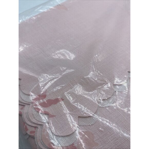 Vintage Soft Flannel Backed Vinyl Table Cloth Pink Scalloped Edges 52 X 52 Rare - Picture 5 of 13